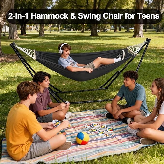 2-in-1 Hammock & Swing Chair for Teens – Adjustable Folding Chair - Image 7