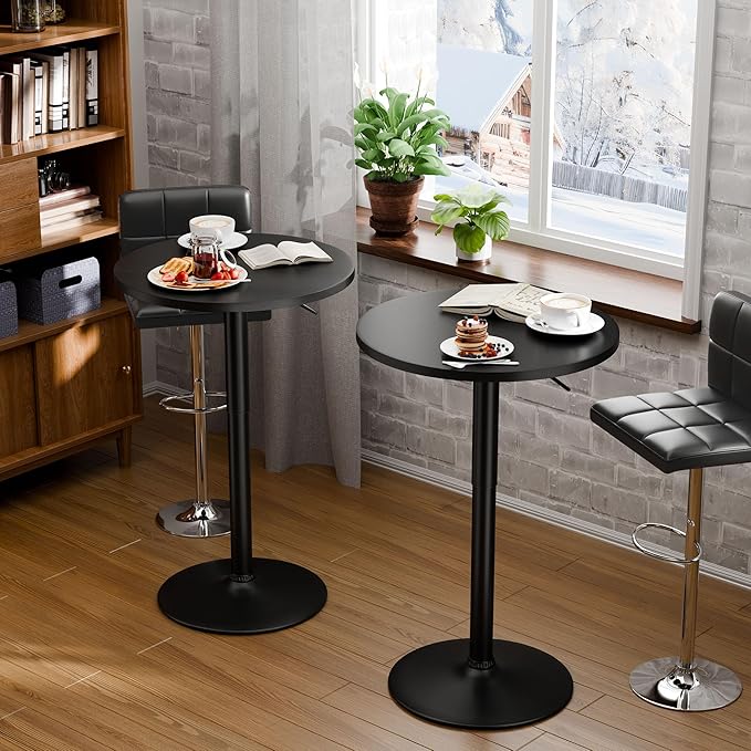 Flamaker Round Bistro Pub Table 23.6 Inch Height Adjustable 360° Swivel Bar - Image 5