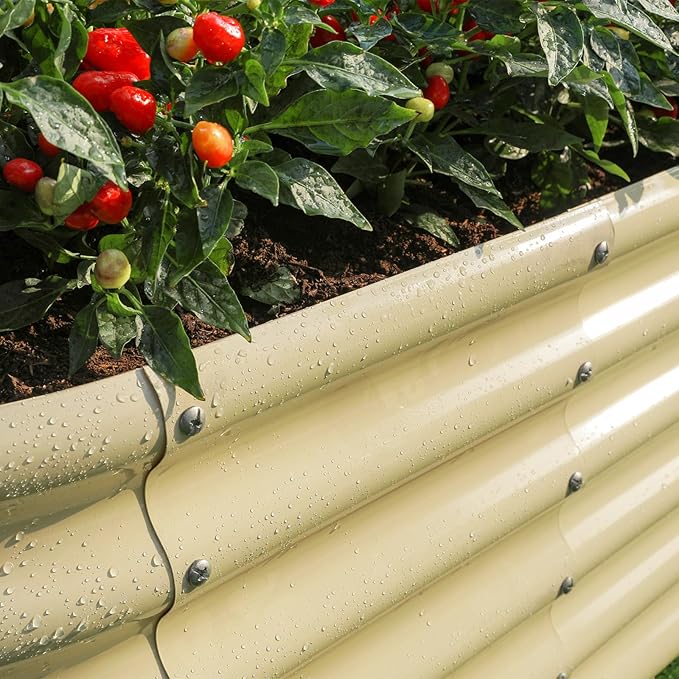 Land Guard 18“ Tall Outdoor Metal Raised Garden Bed, Oval Deep Root Planter Box - Image 3