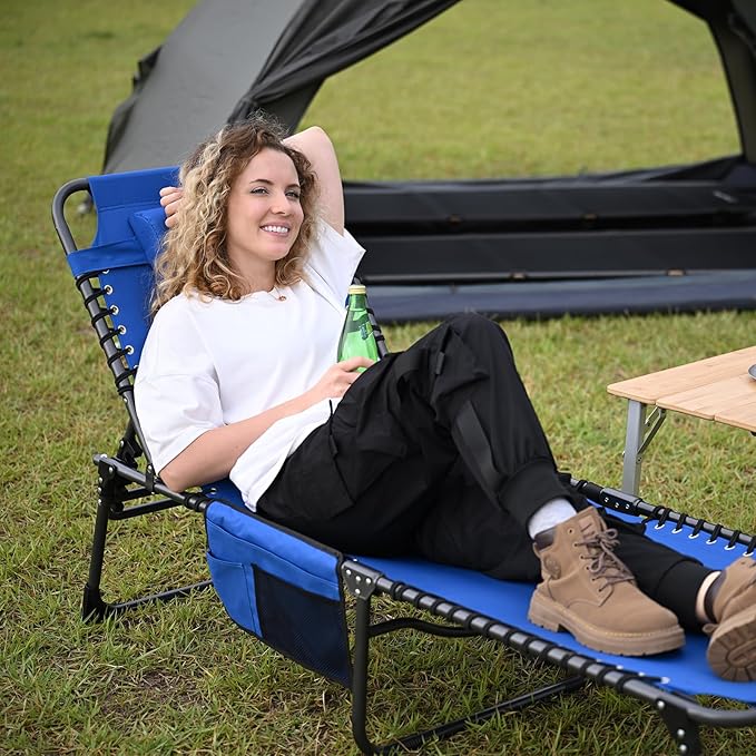 KingCamp Lounge Chair Outdoor, Folding Tanning Chairs Comfy Adjustable - Image 7