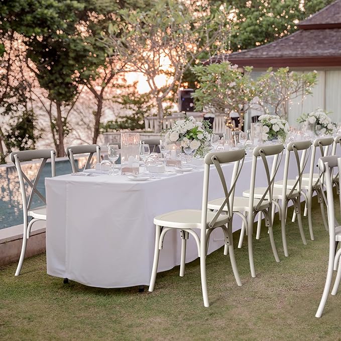 VINGLI Plastic Outdoor Dining Chairs Set of 2, Stackable Patio Cream White - Image 2
