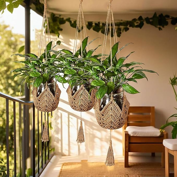 Shappy 3 Pack Jute Crochet Long Plant Hanger - Image 6