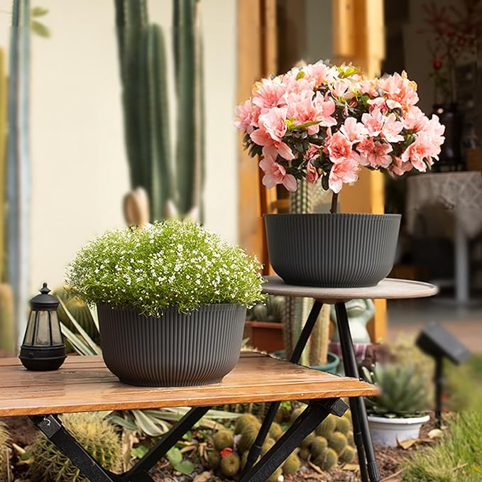 T4U 12 Inch Large Self Watering Plant Pots, Wide Self Watering Planter - Image 4