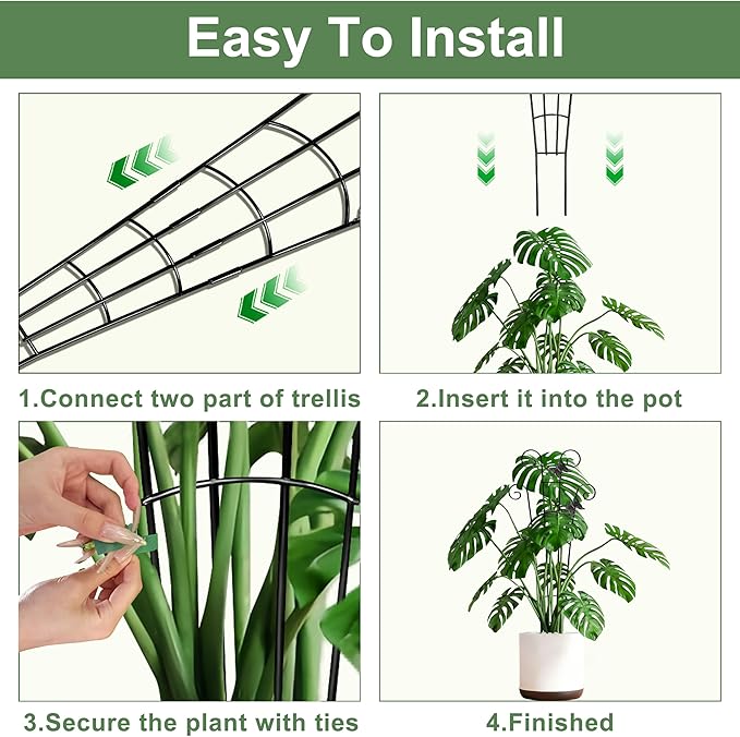 30'' Larger Plant Trellis with Ties Indoor, Expandable Metal Trellis - Image 7