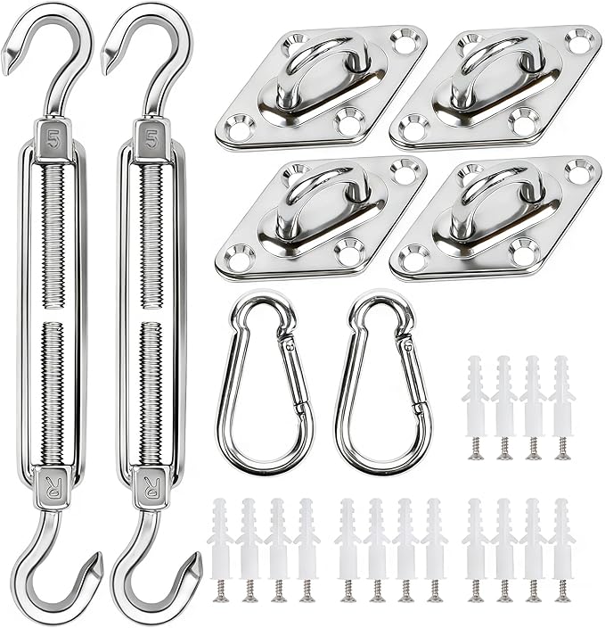YOFIT 40 Pcs Shade Sail Hardware Kit, 5 Inch Outdoor Sun Sail Accessories by yofit