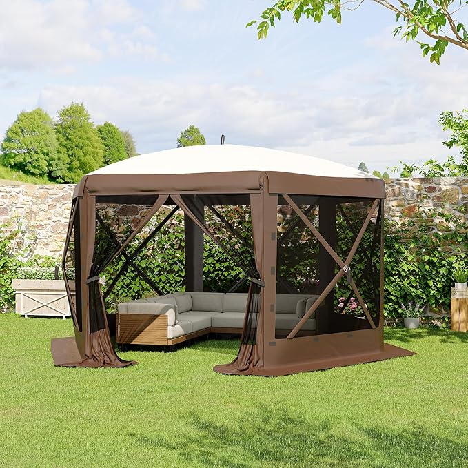 11.5x11.5FT 6-Sided Pop Up Gazebo Tent，One-Push Setup Canopy Tent - Image 7