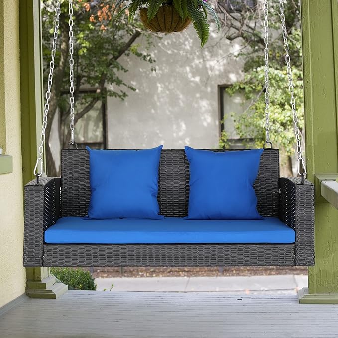 VINGLI Heavy Duty 800 LBS Wicker Hanging Porch Swing - Image 2
