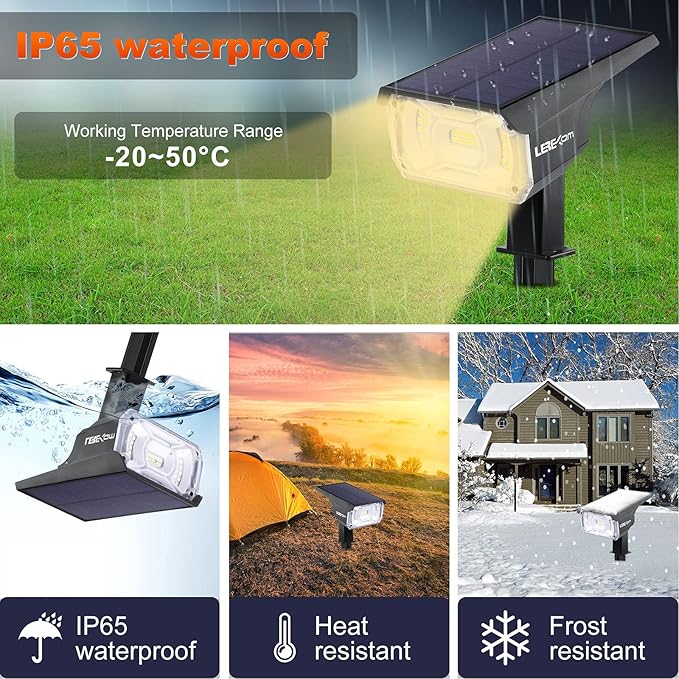 40 LEDs Spotlights, IP65 Waterproof Solar Powered Landscape Spotlights 2-in-1 - Image 2