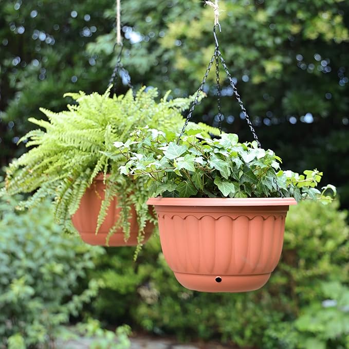 YIKUSH Hanging Planter for Indoor and Outdoor Plants 2 Pack 12 inch Flower Pot - Image 8