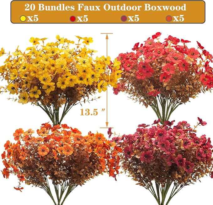 20 Bundles UV Resistant Artificial Fall Flowers - Image 2