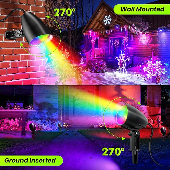 ZZXX 20W RGB Outdoor Spotlight Halloween 120V Color Changing Landscape Lights - Image 7