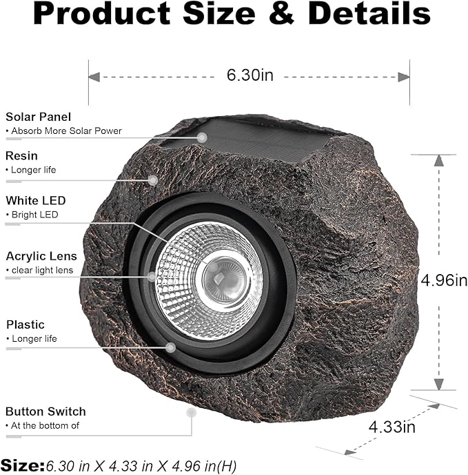 Solar Rock Lights Outdoor Garden Waterproof - Image 9