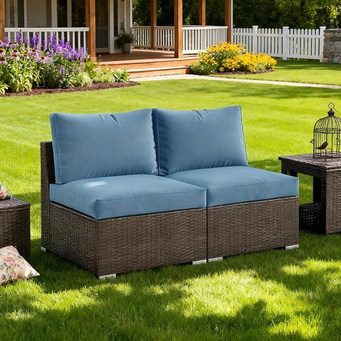 Wisteria Lane Patio Furniture Set, 2 Pieces Armless Wicker Outdoor Furniture by WisteriaLane
