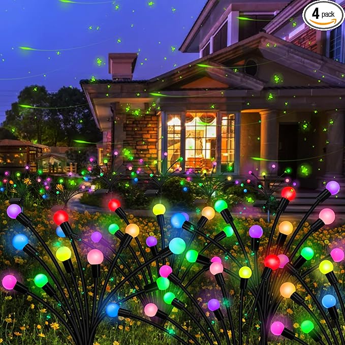 Kohlrabi Solar Garden Lights Outdoor, 4 Pack 40 LED Solar Firefly Lights by KohlrabiDecor