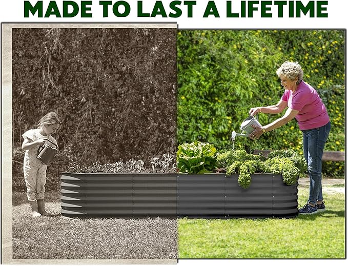 9-in-1 Galvanized Steel Raised Garden Bed // 8×2×1.5 ft Modular Planter - Image 4