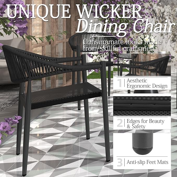TWT Patio Dining Chairs Outdoor Stackable Dining Chairs - Image 6