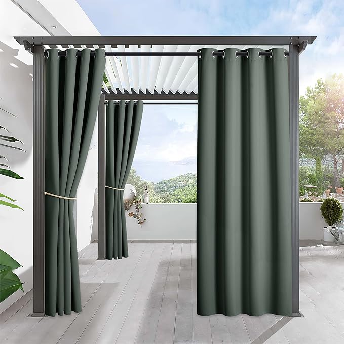 RYB HOME Outdoor Curtains for Patio Waterproof Block Sunlight Thermal Insulated by RYBHOME