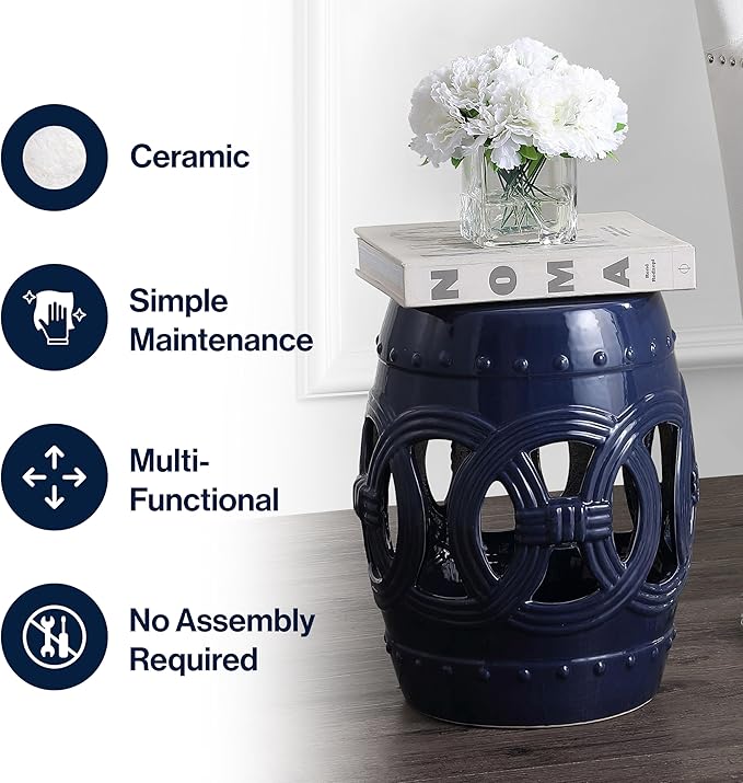 JONATHAN Y TBL1022B Lucky Coins 16" Chinese Ceramic Drum Indoor/Outdoor Garden - Image 6