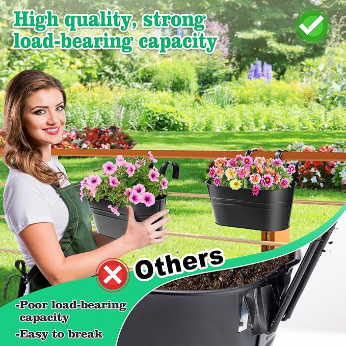 MADHOLLY Railing Planter with Drainage Holes - Image 4