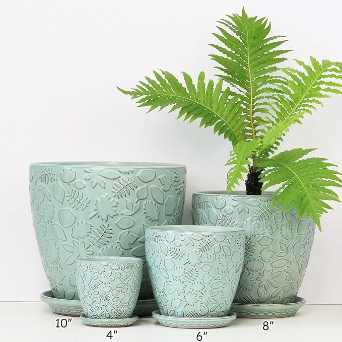 8 Inch + 6 Inch Plant Pots for Indoor Plants, Ceramic Planter - Image 5