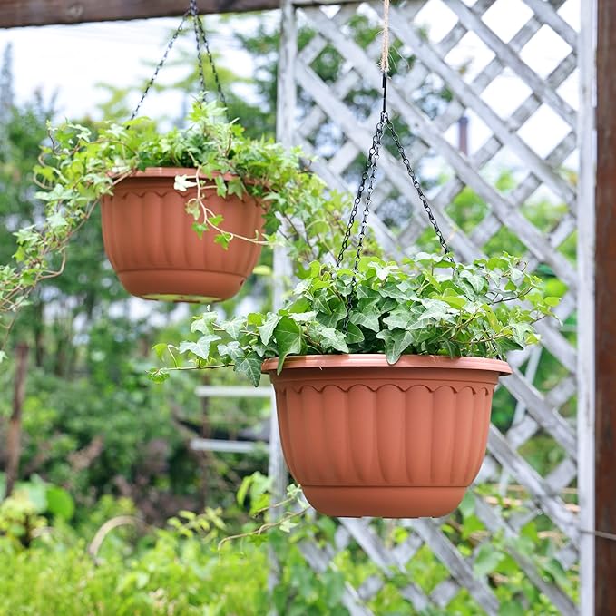 YIKUSH Hanging Planter for Indoor and Outdoor Plants 2 Pack 12 inch Flower Pot - Image 9