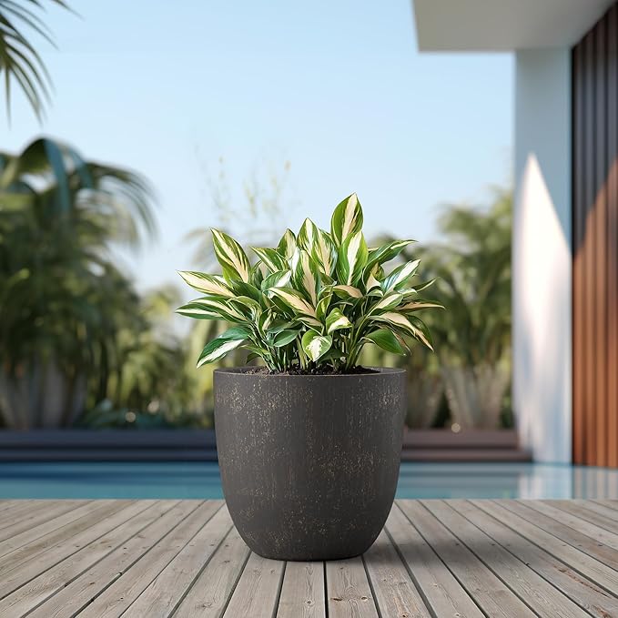 Kante 18 Inch Dia Round Concrete Planter, Indoor Outdoor Large Plant Pot - Image 3