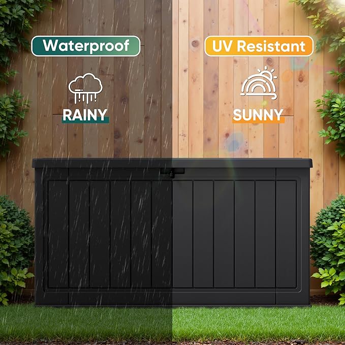 JUMMICO 160 Gallon Resin Outdoor Storage Deck Box - Image 3