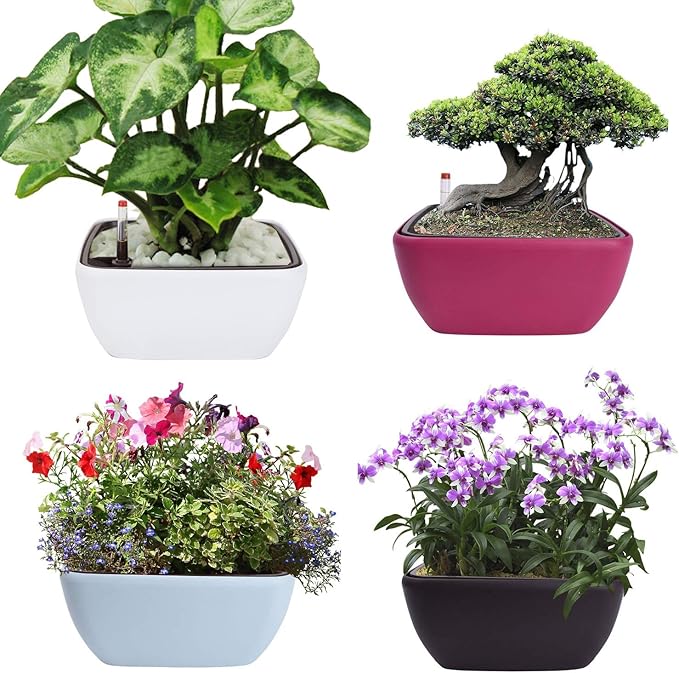 Vencer 10.8 Inch Plastic Square Self Watering Planter, Water Indicator - Image 5