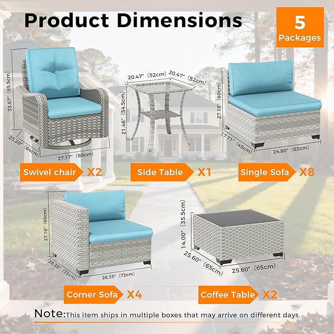 14-Seat Modern Patio Furniture Set - Image 3