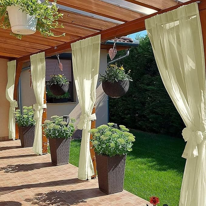 SpaceDresser Waterproof Outdoor Sheer Curtains - Image 4