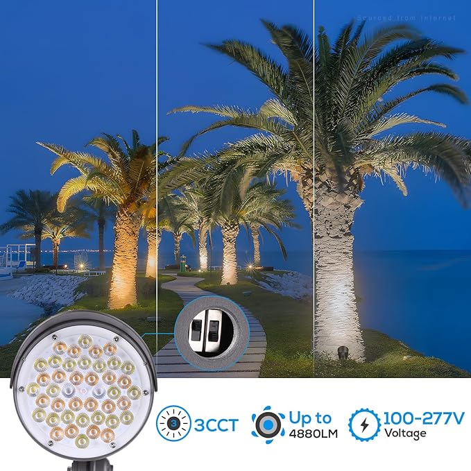 LEONLITE 20W/30W/40W 3CCT LED Bullet Flood Light, 4880LM 3000K/4000K/5000K - Image 2