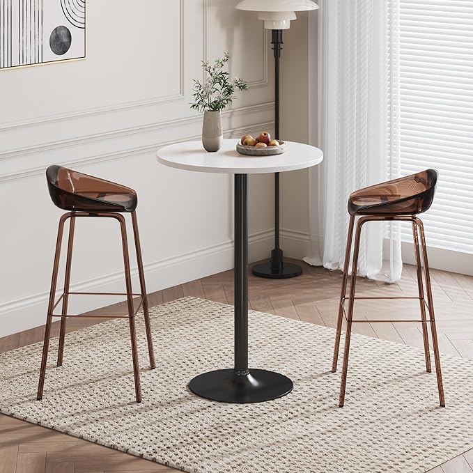Flamaker Round Bistro Pub Table Modern Style Metal Base MDF Top Cocktail Bar - Image 8