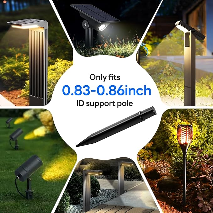 8 Pack Reinforced Ground Stakes, 0.83" x 8.27" Solar Lights Spikes, ABS Plastic - Image 7