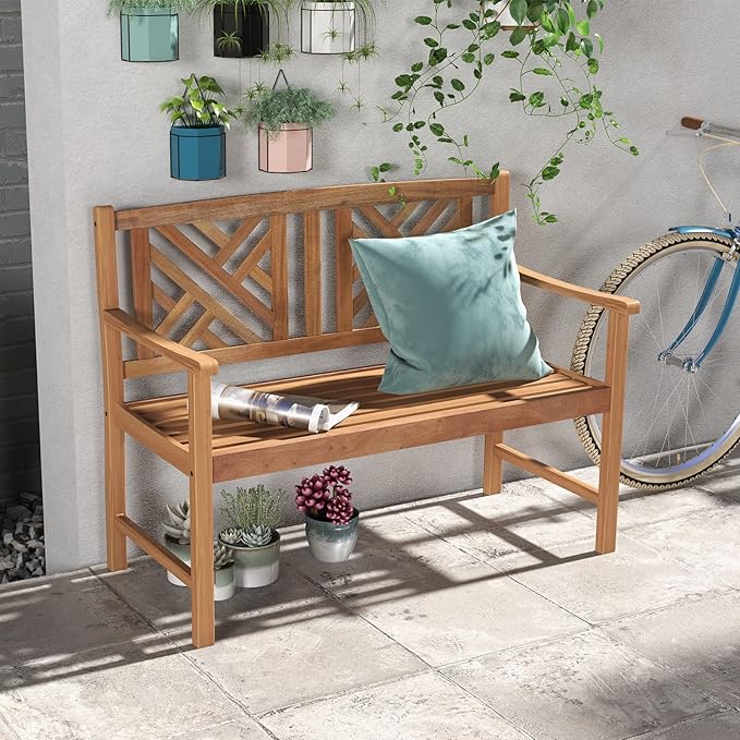 Giantex Outdoor Wooden Garden Bench - Image 7