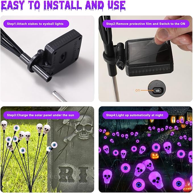 Solar Lights Outdoor, Halloween Decorations Outdoor, Scary Eyeball Lights - Image 6