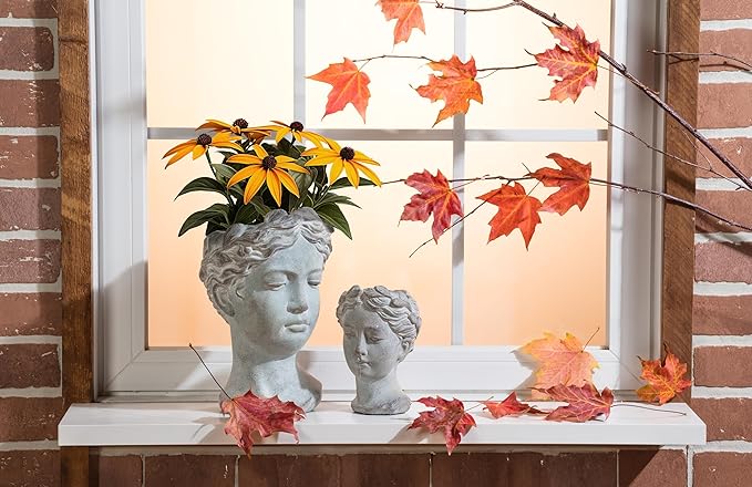 Abbott Collection Goddess Head Planter – Small Cement Indoor and Outdoor - Image 9