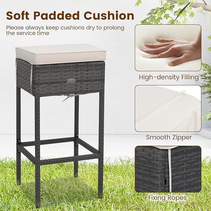 Tangkula 5 Piece Outdoor Rattan Bar Set, Patio Bar Furniture - Image 7