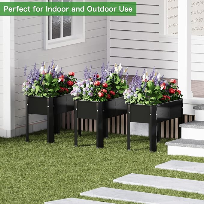 Raised Garden Bed with Detachable Tall Legs Elevated Metal Planter Box - Image 3