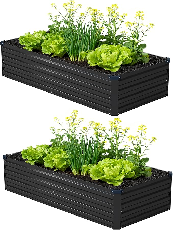 6x1.5x1ft Galvanized Raised Garden Bed, Outdoor Planter Box Metal Patio Kit by Foxlang