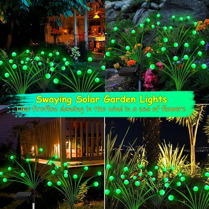 Kohlrabi Solar St Patricks Day Lights Outdoor, 4 Pack 40 LED Solar Green - Image 5