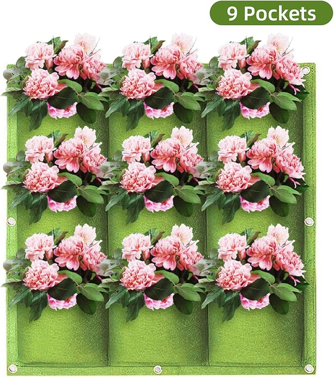 Hanging Planting Grow Bags, 9 Pockets Hanging Vertical Wall Planter Wall - Image 2