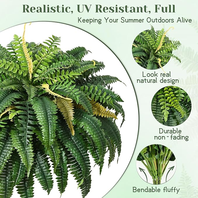 MARTINE MALL 2Pcs 48'' Fake Ferns Artificial Ferns - Image 4