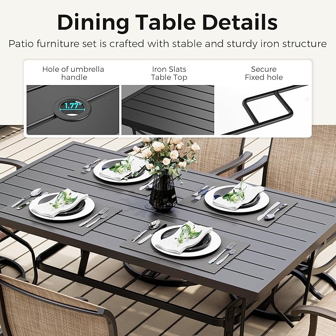 Pamapic 7-Piece Patio Dining Furniture Set - Image 4