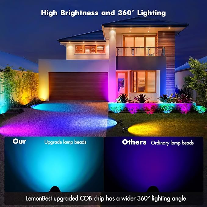 LemonBest Landscape Lighting - 6W RGB Color Changing Halloween Landscape Lights - Image 2