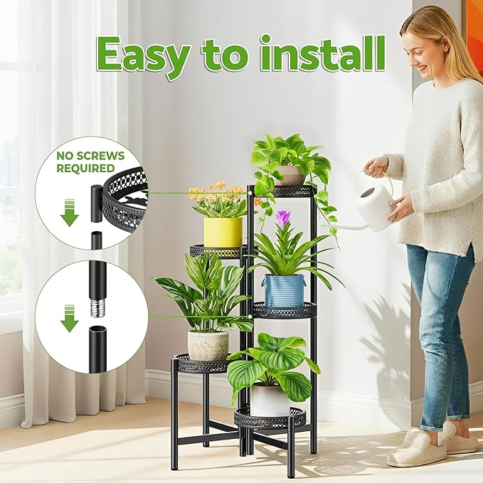 Plant Stand Indoor Outdoor, 5 Tier Corner Metal Flower Display Holder Shelf - Image 6