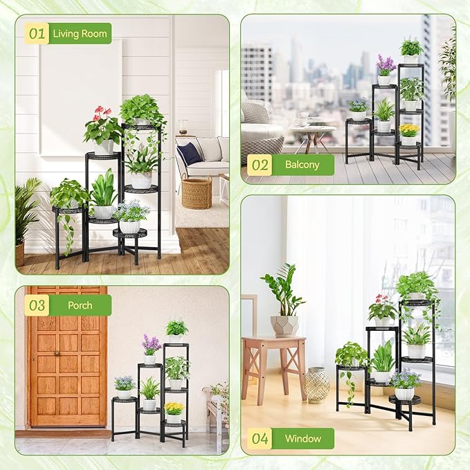 iDavosic.ly Plant Stand Indoor Outdoor, 6 Tier Corner Metal Flower Display - Image 3