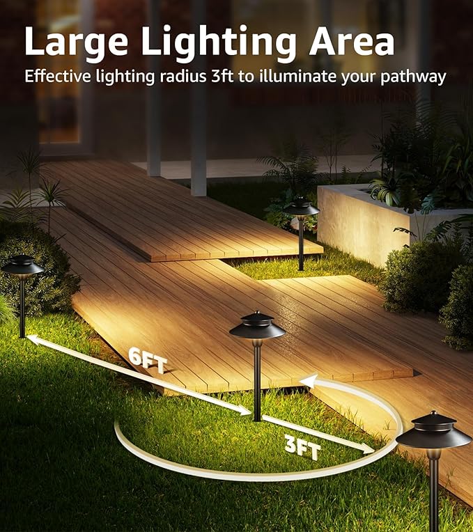 SUNVIE 3W Low Voltage Pathway Lights Wired Landscape Path Lights Outdoor Low - Image 5