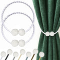 Hion Magnetic Curtain Tiebacks White 2pcs, Curtain Tiebacks Buckles Holdbacks by Hion