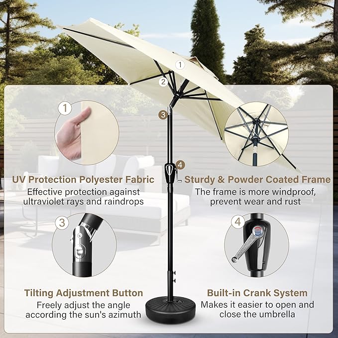 Simple Deluxe 9' Patio Umbrella Outdoor Table Market Yard Umbrella - Image 3