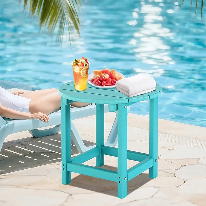LZRS Round Adirondack Patio Side Table End Table, Outdoor Side Tables - Image 2